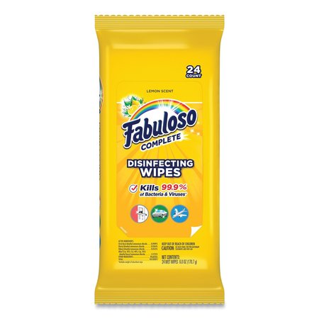 Fabuloso Towels & Wipes, White, Polypropylene; Polyethylene Terephthalate, 24 Wipes, Lemon US07423A